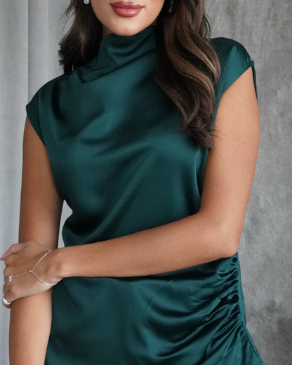 Petrol silk shirt with jeans