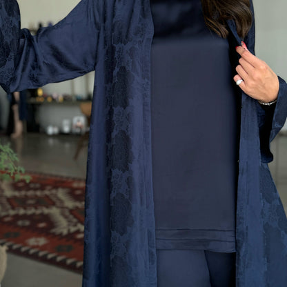 Navy silk abaya