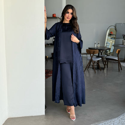 Navy silk abaya