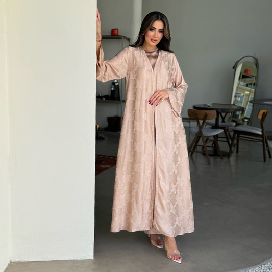 Beige silk abaya