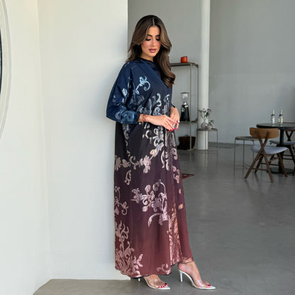 Multicolored chiffon abaya