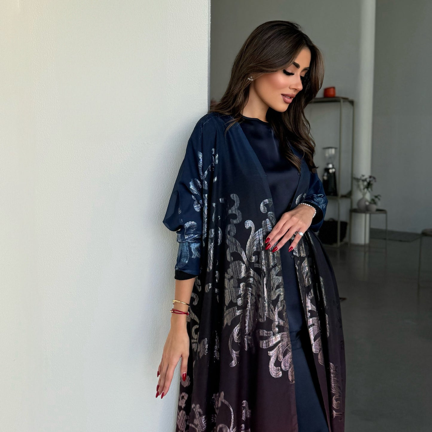 Multicolored chiffon abaya