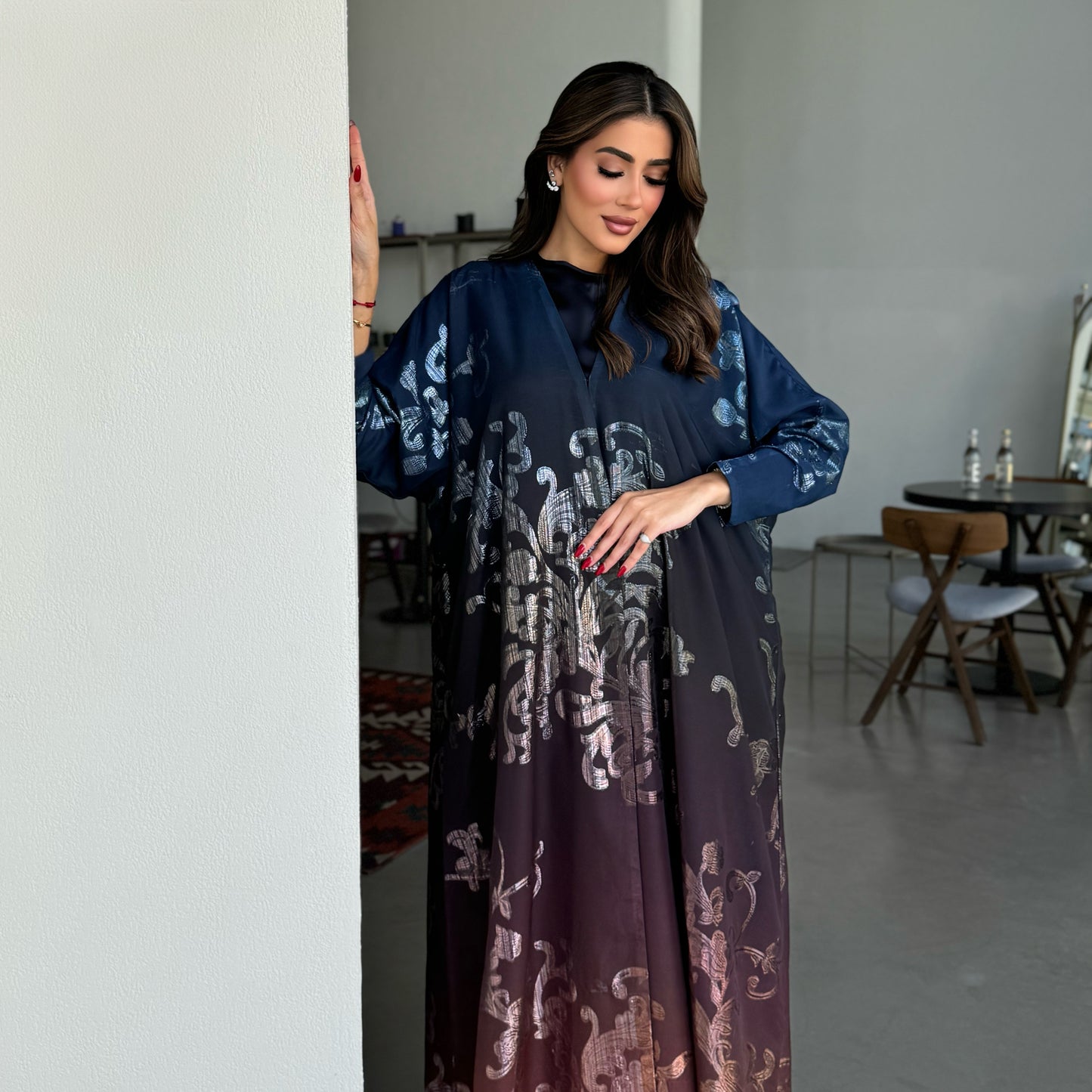 Multicolored chiffon abaya