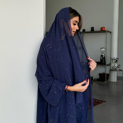 Blue abaya with glitter