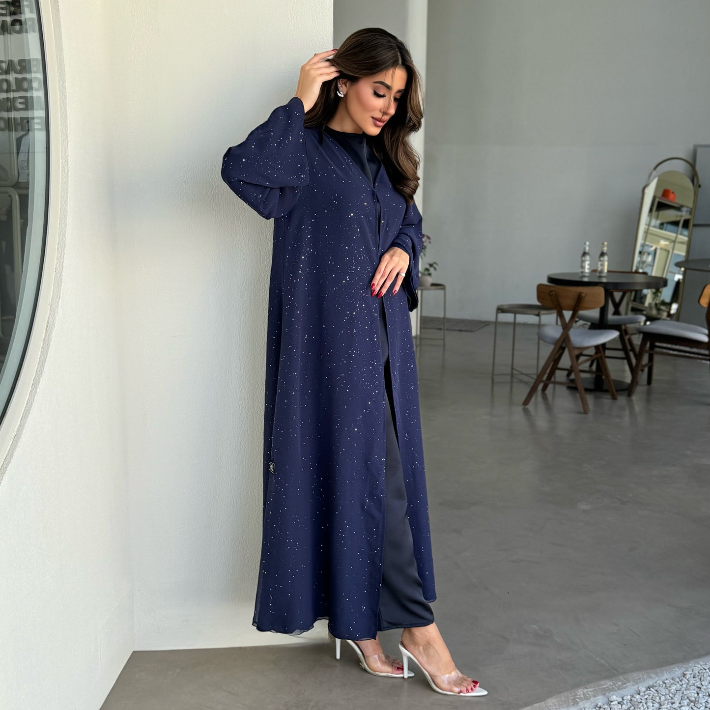 Blue abaya with glitter