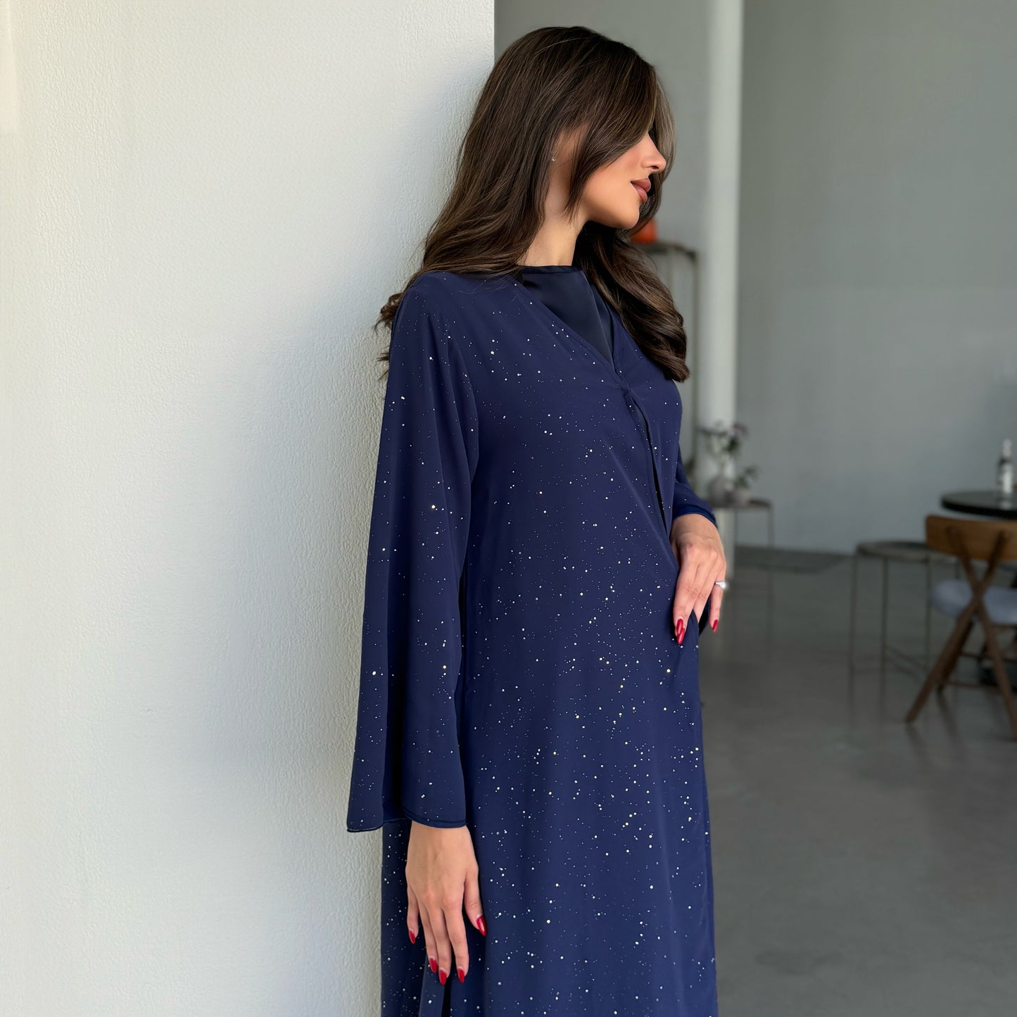 Blue abaya with glitter