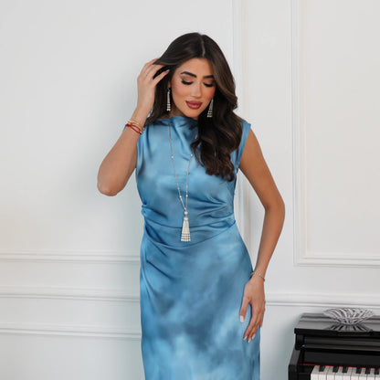 silky ocean blue dress