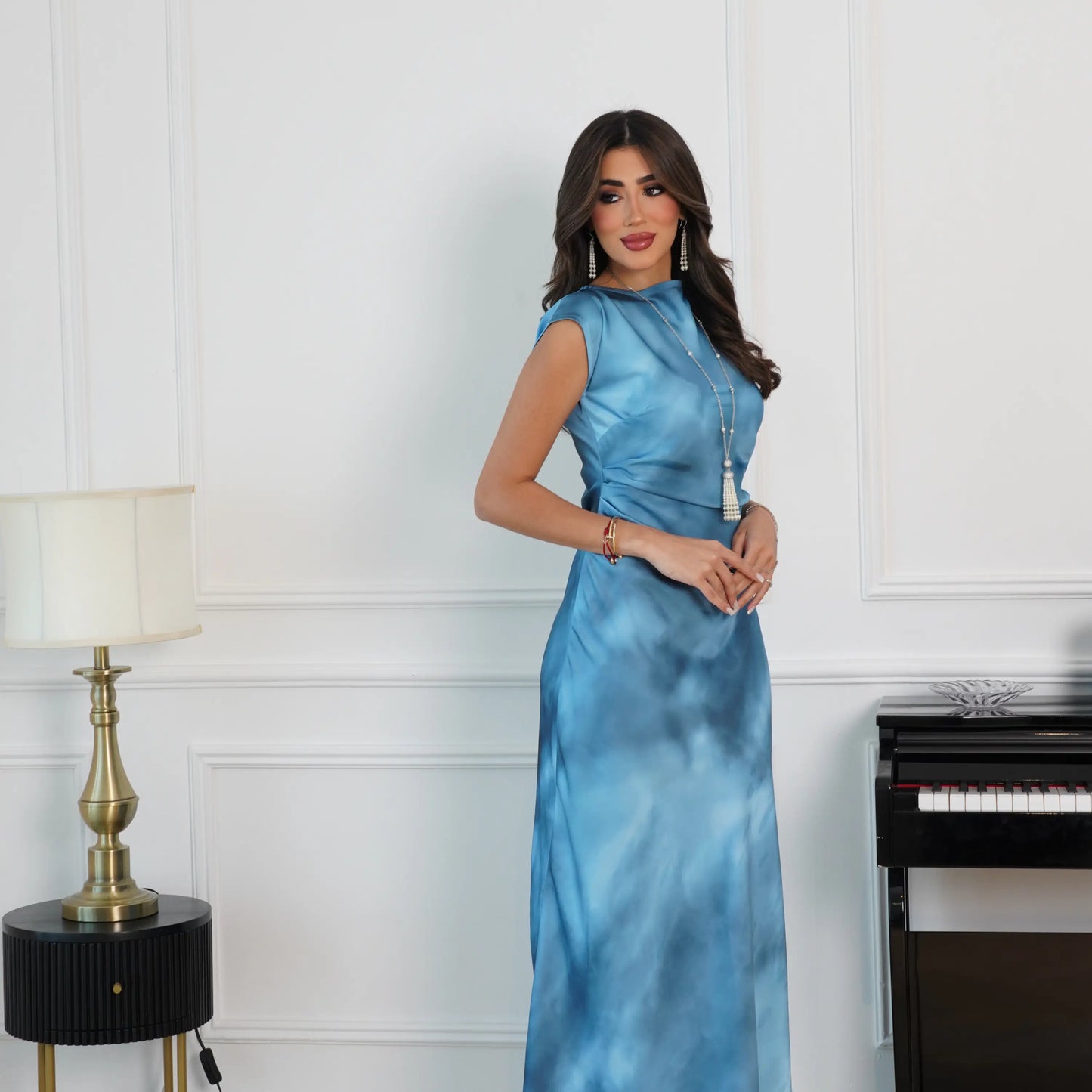 silky ocean blue dress