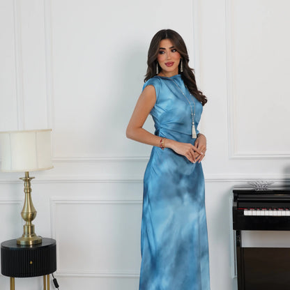 silky ocean blue dress