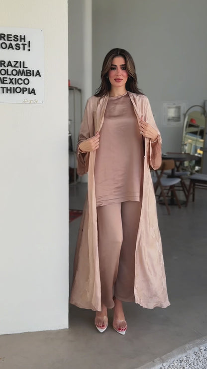 Beige silk abaya