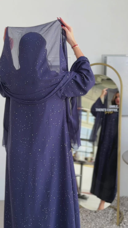 Blue abaya with glitter