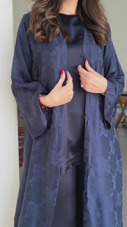 Navy silk abaya